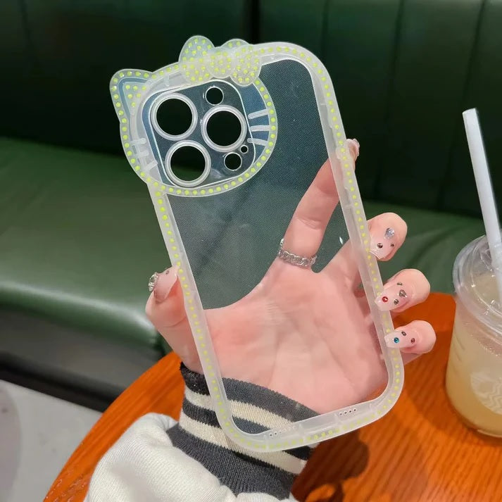 Neon Radium Night Glow Hello Kitty Colorful Transparent With Bow Case